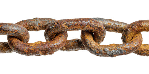 Fototapeta premium old rusty chain isolated on white or transparent png