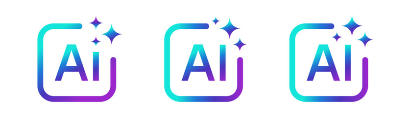 Generative Ai logo set. Artificial intelligence icon symbol. Vector illustration and png transparent