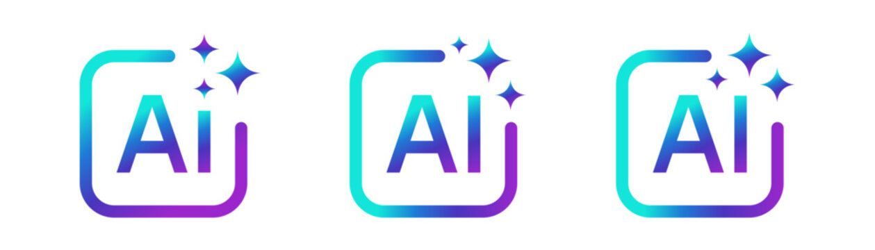 Generative Ai logo set. Artificial intelligence icon symbol. Vector illustration and png transparent
