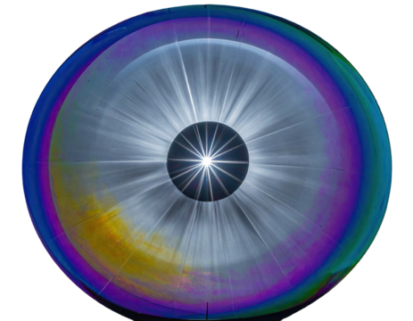 Abstract concentric circular design featuring radiating light from a dark central point