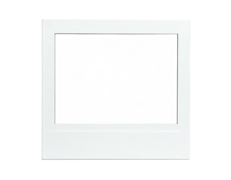 A blank white square picture frame with a white border against a dark background - Powered by Adobe