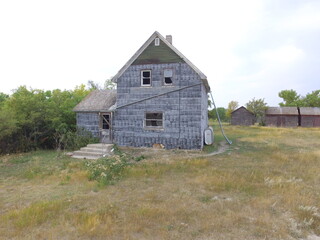 Obraz premium Drone View if an Abandoned Prairie Farm