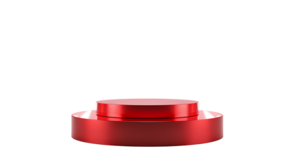 Crimson cylinder display platform showcasing luxury product placement with an isolated