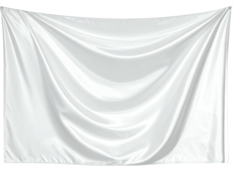 A white rectangular fabric hangs gracefully, creating soft folds and shadows