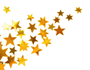 A cascade of glittering golden stars against a stark black backdrop, creating a festive aesthetic