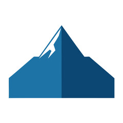 Stylized Blue Mountain Peak with Jagged Snow-Capped Summit