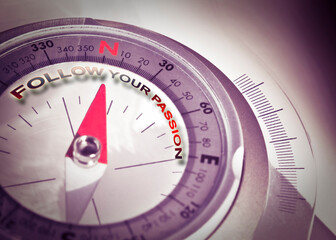 Follow your passion - concept image with navigational compass