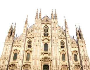 Fototapeta premium A frontal shot depicting a meticulously crafted Gothic cathedral with intricate details