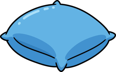 Comfortable blue pillow for relaxing sleep and cozy home decor item isolated on transparent background