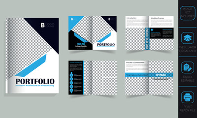 Professional architecture portfolio brochure design showcasing modern buildings, project plans, and clean corporate layout for architects and design studios.