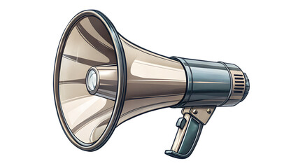 Illustration of a beige megaphone with black accents, perfect for announcements, protests, or amplifying your voice isolated on transparent background
