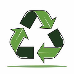 Obraz premium Green recycle or recycling arrows flat icon for apps and websites