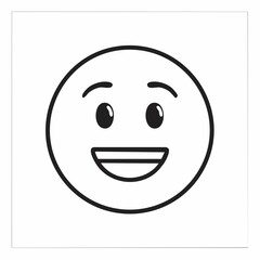 Happy smiley face or emoticon line art icon for apps and websites