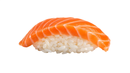 Fresh salmon nigiri sushi isolated on transparent background, a delicious and healthy Japanese cuisine for lunch or dinner