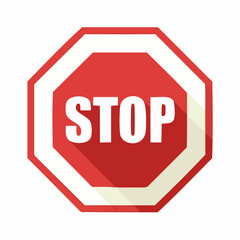 Red stop sign icon with text flat icon for apps and websites