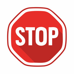 Red stop sign icon with text flat icon for apps and websites