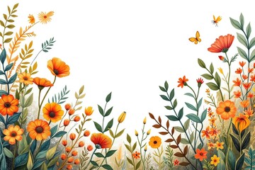 Ai sfondo bianco con fiori e piante 03