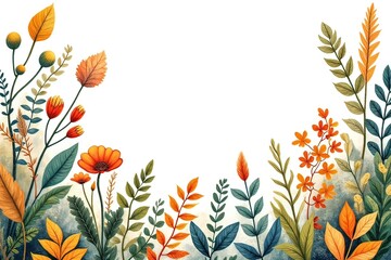 Ai sfondo bianco con fiori e piante 02