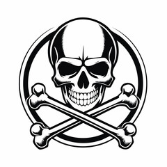 Crossbones and skull death flat vector icon for apps and games