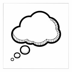Thought bubble thinking cloud line art vector icon for apps and websites