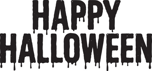 Happy Halloween Typography with Dripping Black Font and Spooky Horror Theme