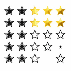 Product rating or customer review with gold stars and half star flat vector icons for apps and websites