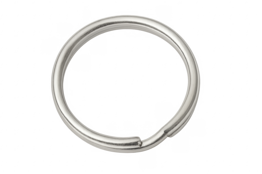 Metal key ring finding on transparent background