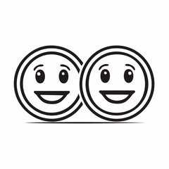 Happy and sad emoji smiley faces line art vector icon for apps and websites