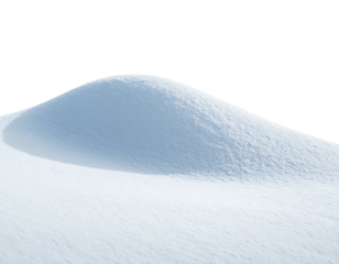 Snowy landscape with a large snowdrift against a dark, void-like background