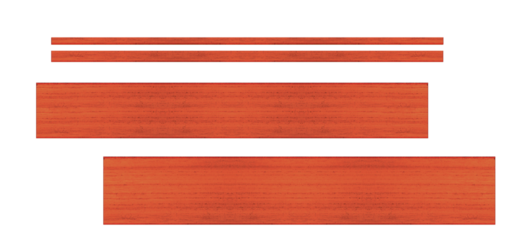 Exotic red of mahogany tree. Horizontal mordanted boards, planks, medium height size.