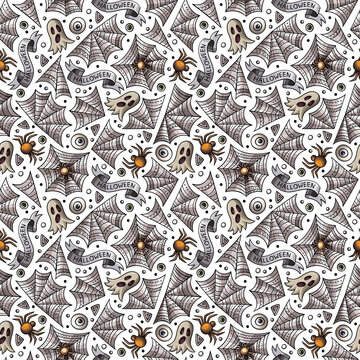 Spider Web cartoon funny seamless pattern