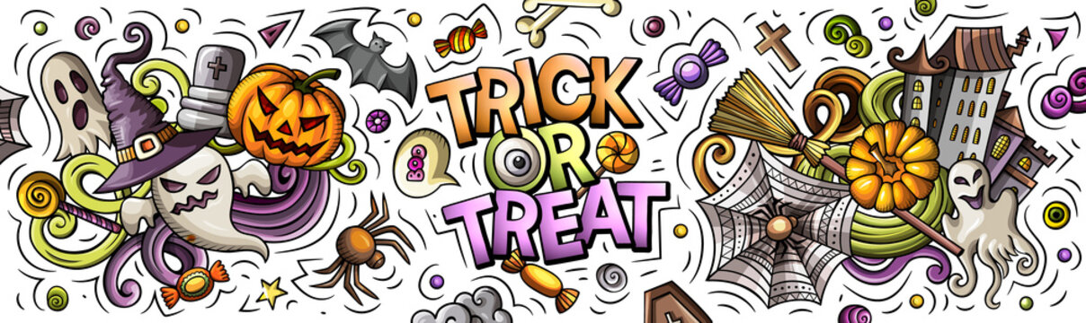 Happy Halloween cartoon funny banner design