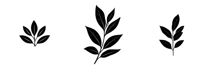 Naklejka premium Stylized leaf designs in black showcasing natural beauty and simplicity for creative projects