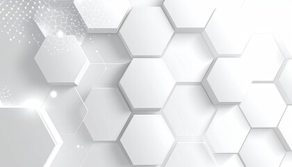 Abstract Hexagons connected in white space; technology background use