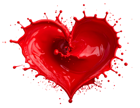 Red Paint Splash Heart Isolated on Transparent Background PNG - Powered by Adobe