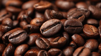 Fototapeta premium Close-Up of Raw Coffee Beans on Dark Surface for Gourmet Coffee Lovers