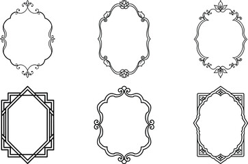 Vector art of set of six ornate frames for elegant designs