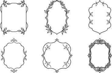 Vector art of set of six vintage frames for elegant designs