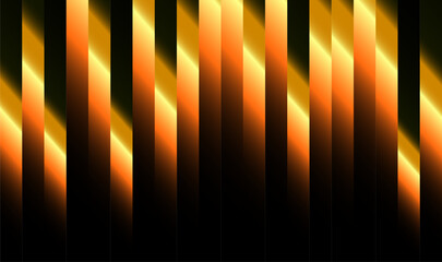 Black background with diagonal orange and yellow gradient stripes. Iridescent bars create a festive tinsel-like effect, glowing with a holographic, celebratory mood.