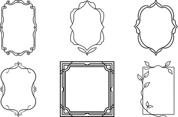 Vector art of collection of six decorative frames for design use