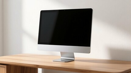 Sleek Desktop Computer on Wooden Desk with Natural Lighting