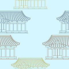 Editable Outline Style Front View Japanese Traditional House Vector Illustration in Various Colors for Creating Background of Tourism Travel and Culture or History Education