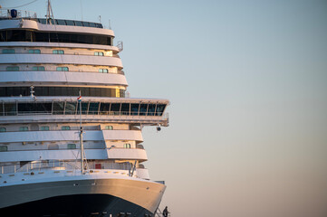Front View of a Cruise Ship in Evening Light