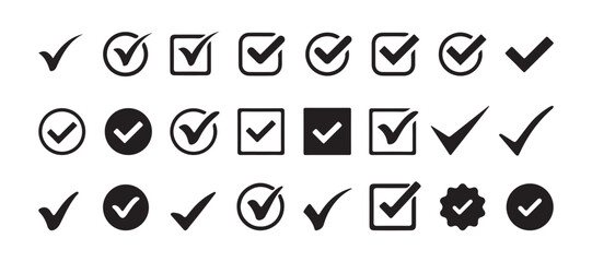 Check mark icons set. green check mark and red cross mark icon. approval and Decline, vector illustration eps 10