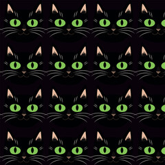 Pattern with cat faces. Cute kitties.