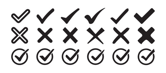 Check mark and red cross icon set. check mark vector, approved symbol. illustration eps 10