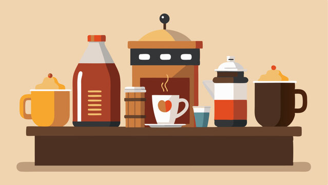 A coffee station with a variety of flad creamers and syrups perfect for a quick caffeine boost during long meetings.