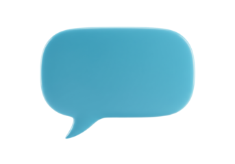 Isolated Light Blue Speech Bubble, Cartoon Style Message Box Communication Sign Symbol