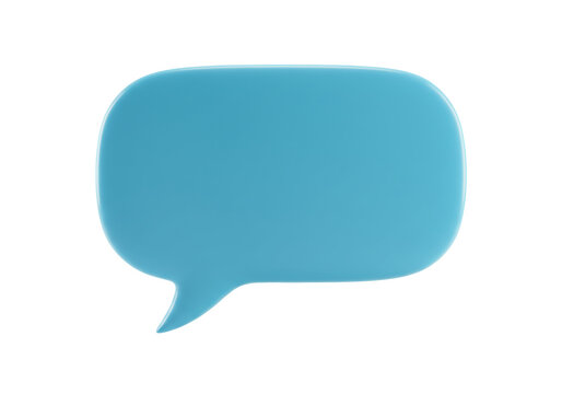 Isolated Light Blue Speech Bubble, Cartoon Style Message Box Communication Sign Symbol