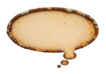 Isolated rusted metal cartoon thought bubble message balloon for comic speech talking